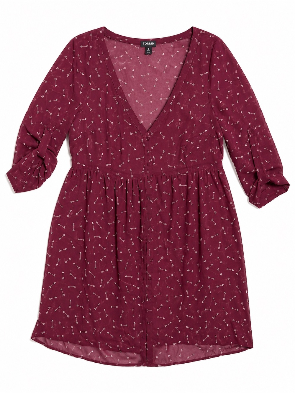 Torrid Sheer Arrow Print Kimono Duster Size 0 (14/16) Burgundy